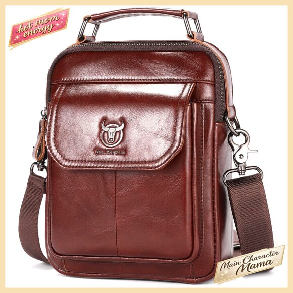 Genuine Leather Crossbody Messenger Bag for Men Travel Vintage Satchel